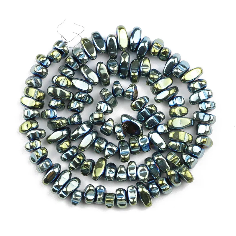 Gold-Toned Hematite Irregular Gravel Natural Stone Beads, 15'' Loose Spacer Beads for DIY Jewelry and Bracelet Making