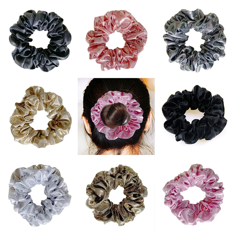 

2019 Fashion Women Colorful Bronzing Elastic Hair Rope Glitter Ponytail Holder Hair Ring Accessories Girls Scrunchie Headwear