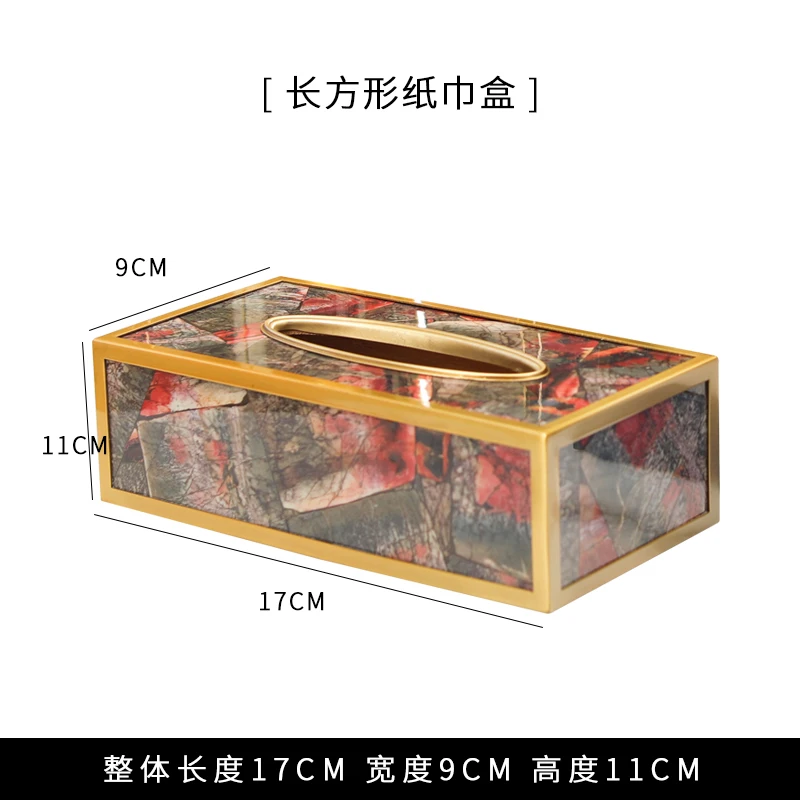 Креативная бамбуковая коробка для салфеток мраморный золотой Латунный держатель для салфеток Настольный ящик для хранения гостиной Современное украшение дома - Цвет: 17x11cm