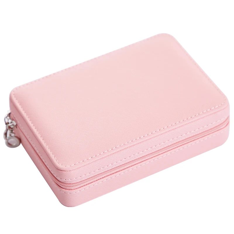 

Leather Jewelry Box with Mirror Jewellery Organizer Necklace Earring Stud Ring Bracelet Jewelry Storage Box Gift Case Woman Girl