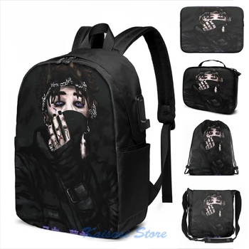 

Funny Graphic print SCARLXRD USB Charge Backpack men School bags Women bag Travel laptop bag