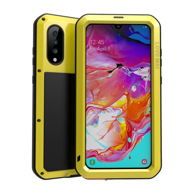 Цвет: желтый LOVEMEI мощный металлический водонепроницаемый чехол для samsung Galaxy A70, противоударный защитный чехол для телефона - Цвет: Цвет: желтый