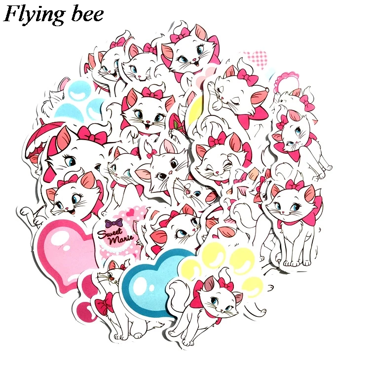 Flyingbee 38 шт. Marie Cat модные наклейки kawaii Наклейки ПВХ Скрапбукинг наклейки для телефона ноутбука блокнот DIY аксессуары X0712