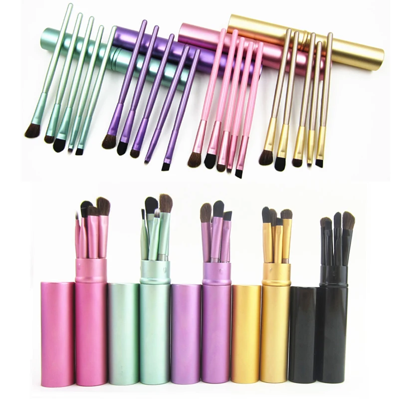 

Taoye Teemo 5pcs Eye Makeup Brushes Set Eye shadow Eye Liner Shadow Brushes Kit Pony Hair Black Makeup Tool With Cup Tube Holder