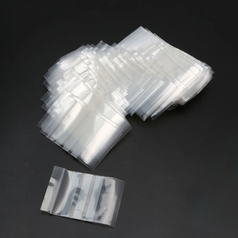 100Pcs Small Plastic Writeable Reclosable Zipper Bags Self-Sealing Writable White Blocks Zip Lock Jewelry Storage Bags