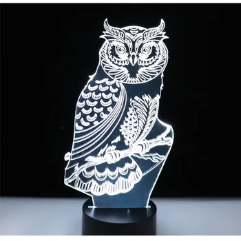 

7 Color Changing Visual Animal Owl 3D LED Nightlight Table Lamp Baby Sleep Light For Home Bedroom Bedside Decoration Art Gifts
