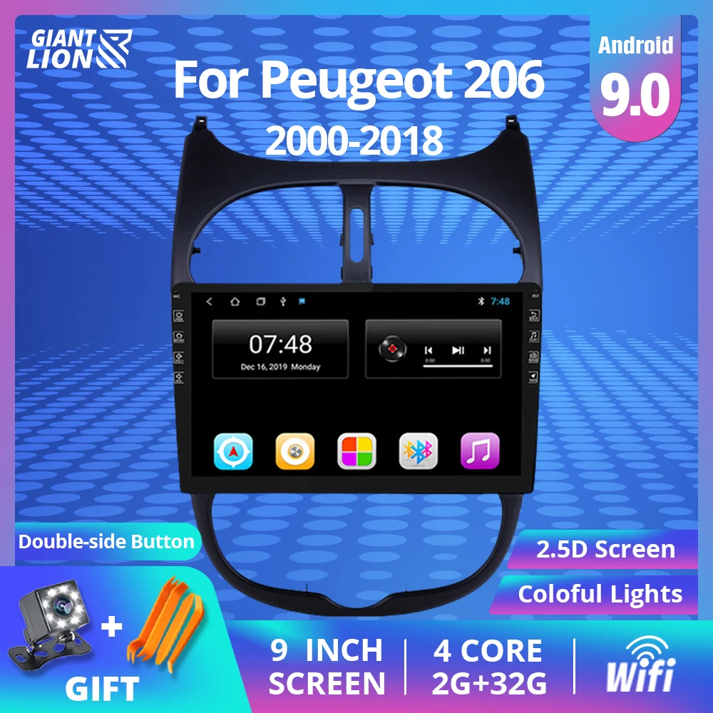 2din Android 9 0 автомобильное радио для Peugeot 206 2000 2016 автомобильный