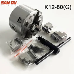 Sanou marca k12 80 3 "4 mandíbula torno mandril cartucho K12 80 (g) 80mm auto centralização m6 torno acessório para mini torno