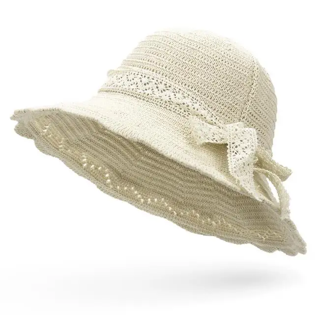 

Hot Sale Flat High sun Hat Summer Spring Women's Travel Caps Bandages Beach child Traw Hat Breathable Fashion Flower