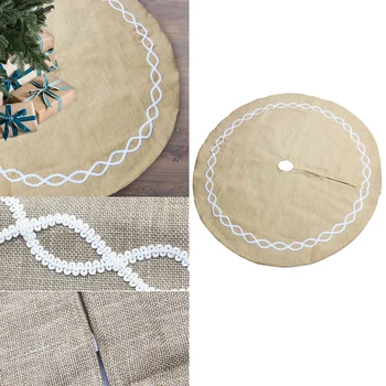 

Home Christmas tree skirt Modern Luxury Craft Festival Linen 122cm dia