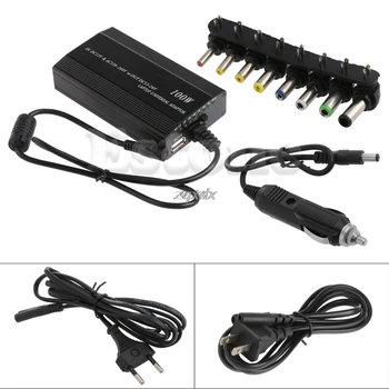

Universal 8xTip Connectors AC/DC To DC Inverter Car Charger Power Supply Adpter With Car Charger Adapter Cord For Laptop EU Plug