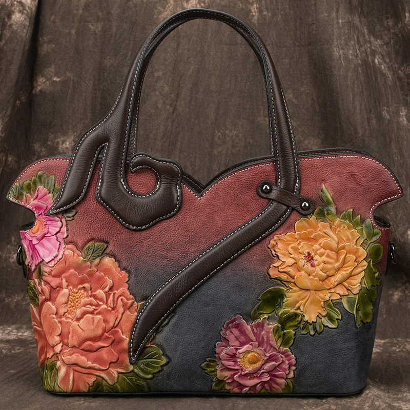  Johnature Handmade Embossing Retro Luxury Handbags Women Bags Designer 2019 New Genuine Leather Sho - 4000169395208