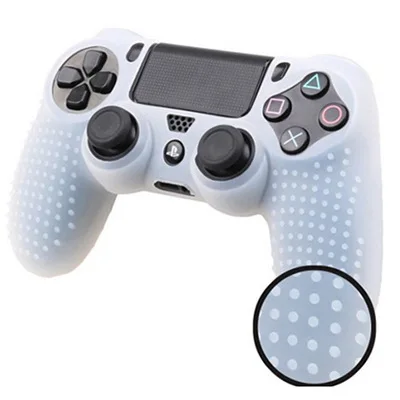 Противоскользящий силиконовый чехол мягкий резиновый чехол для sony playstation Dualshock 4 PS4 DS4 Pro тонкий контроллер - Цвет: Белый