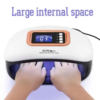

72W Powerful UV LED Nail Lamp for Curing Nail Gels Time Setting Auto Sensor LCD Dispaly