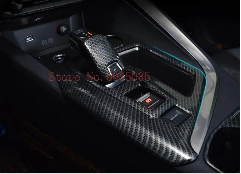 Для peugeot 3008 GT карбоновое волокно переключения передач Панель крышка Украшение автомобиля отделка Интерьер Автомобильные аксессуары стиль