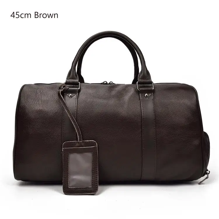 MAHEU, натуральная коровья кожа, дорожные сумки, водонепроницаемые, мужские кожаные сумки для сна, ручная кладь, мужская сумка для выходных, деловая, мужская, 55 см - Цвет: brown (45cm)