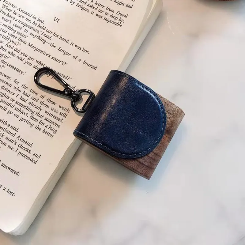 Модный твердый деревянный из искусственной кожи беспроводной Bluetooth жесткий кейс для наушников для Apple Airpods 2 1 Зарядная коробка для наушников противоударный чехол