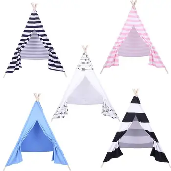 

Kids Funny Indian Tent Newborn Baby Teepee Tent Outdoor Indoor Dollhouse With Coloured Flags Toys for Children Christmas Decors