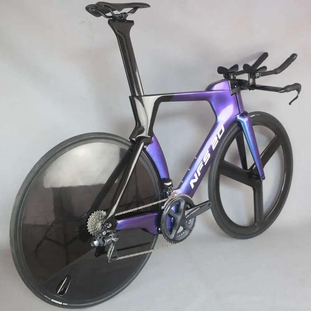 TT bike time trial bicycle complete bike Triathlon Carbon Fiber Carbon chameleon Painting Frame with DI2 R8060 groupset