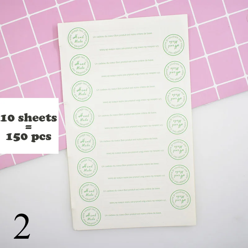 2 10Sheets=150Pcs Hand Made Adhesive Stickers Sealing Label Stickers Strip Paper Stickers For Gifts Girls Craft Stickers - Цвет: 2