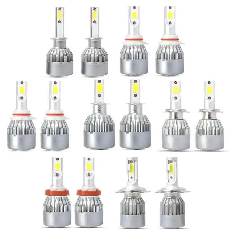 2pcs LED Car Light Bulbs 9005 9006 H1 H3 H7 H11 8000K COB Auto