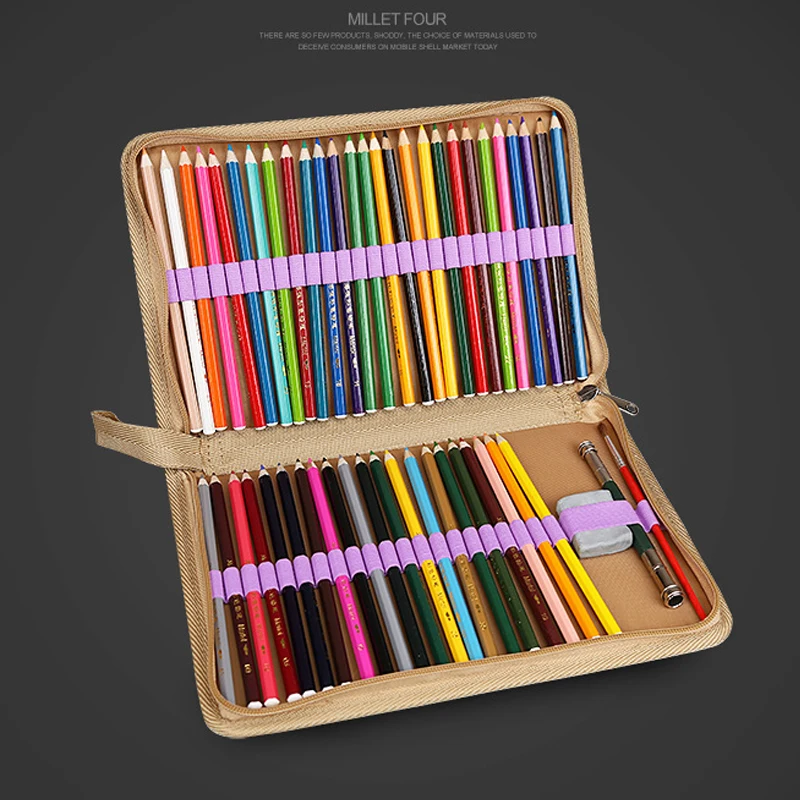 72 Slots Detachable Oxford Canvas School Pencils Case Large Capacity  Watercolor Colored Pencil Pen Storage Sketch Drawing Tools - AliExpress