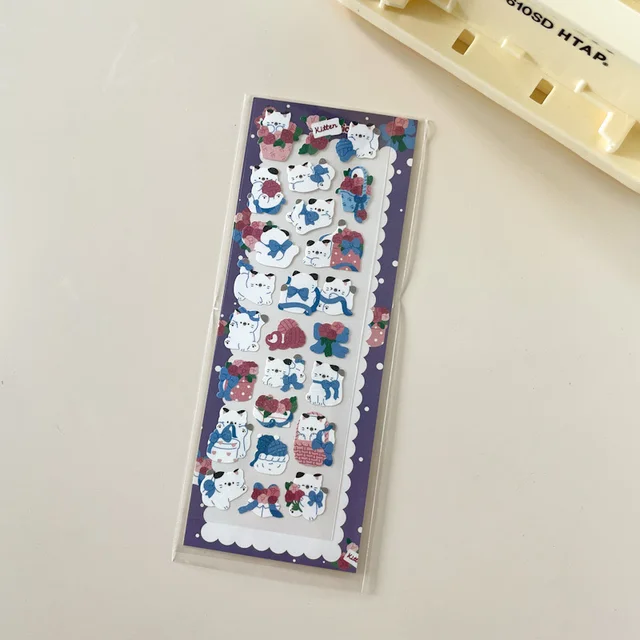 1Pc Cartoon Cat Laser Bling Scrapbook Fun Stickers Confetti Decoration DIY Photo For Journal Diary Album Stationery Sticker 1Pc F