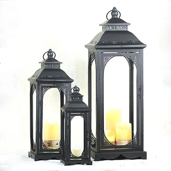 

European Style Iron White Retro Romantic Candlestick Lantern Decoration Glass Candle Holder for Tea Lights Free Shipping GG50zt