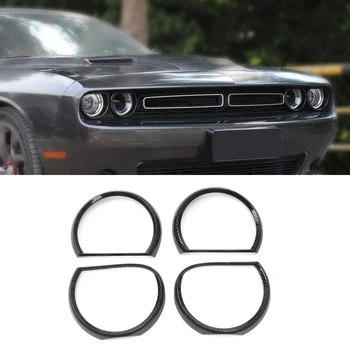 

ABS Carbon Fiber Front Head Light Lamp Headlight Cover Trim For Dodge Challenger 2015-2019
