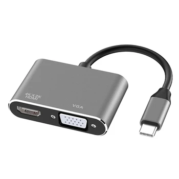 

"Type C to HDMI Adapter USB C 3.1 4K HDMI VGA HUB Video Converter Cable For Samsung/Xiaomi/Huawei Dual output Support 4K max