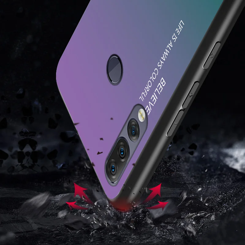 Модный градиентный Сменный стеклянный чехол для телефона lenovo Z5S L78071 полный защитный бампер для lenovo Z5S задняя крышка телефона 6,3 дюйма