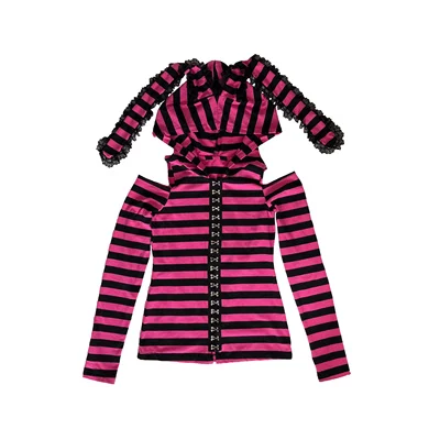 Ruibbit Pink Black Striped Hoodie 
