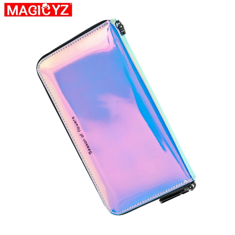 

Laser wallet female long section small fresh Korean version of the simple personality large capacity student zipper wallet