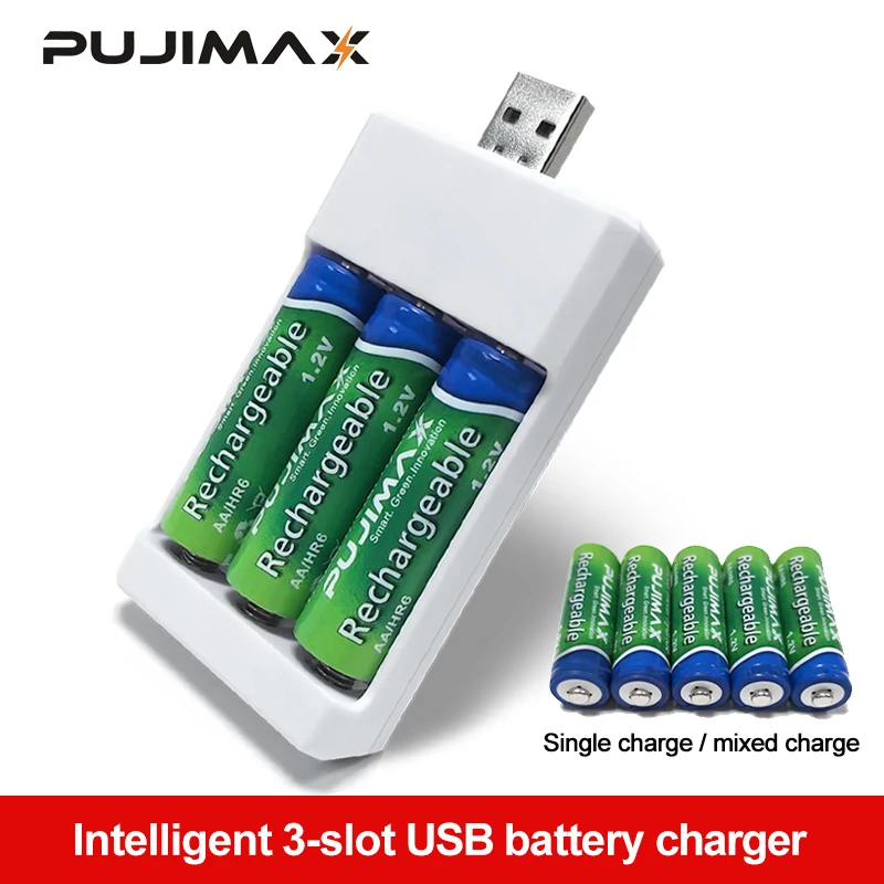 PUJIMAX 3-solt зарядное устройство с usb-разъемом зарядное устройство для аккумуляторов AA AAA универсальные аксессуары для электроинструментов PUJIMAX 3-solt зарядное устройство с usb-разъемом зарядное устройство для аккумуляторов AA AAA универсальные аксессуары для электроинструментов