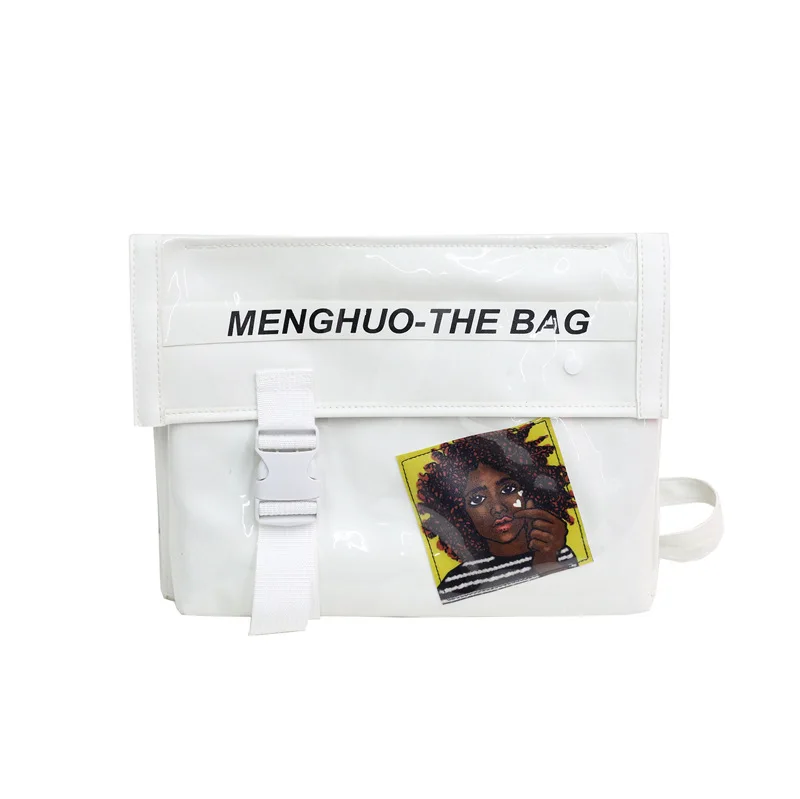Унисекс прозрачная сумочка на ремне, модная женская милая сумка, яркие цвета, сумки для мужчин, кошелек, сумка через плечо - Цвет: Ivory
