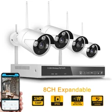 8CH NVR Беспроводная система видеонаблюдения 4 шт. 1MP 720P wifi камера CCTV Домашняя безопасность видео монитор видеонаблюдения Ночь