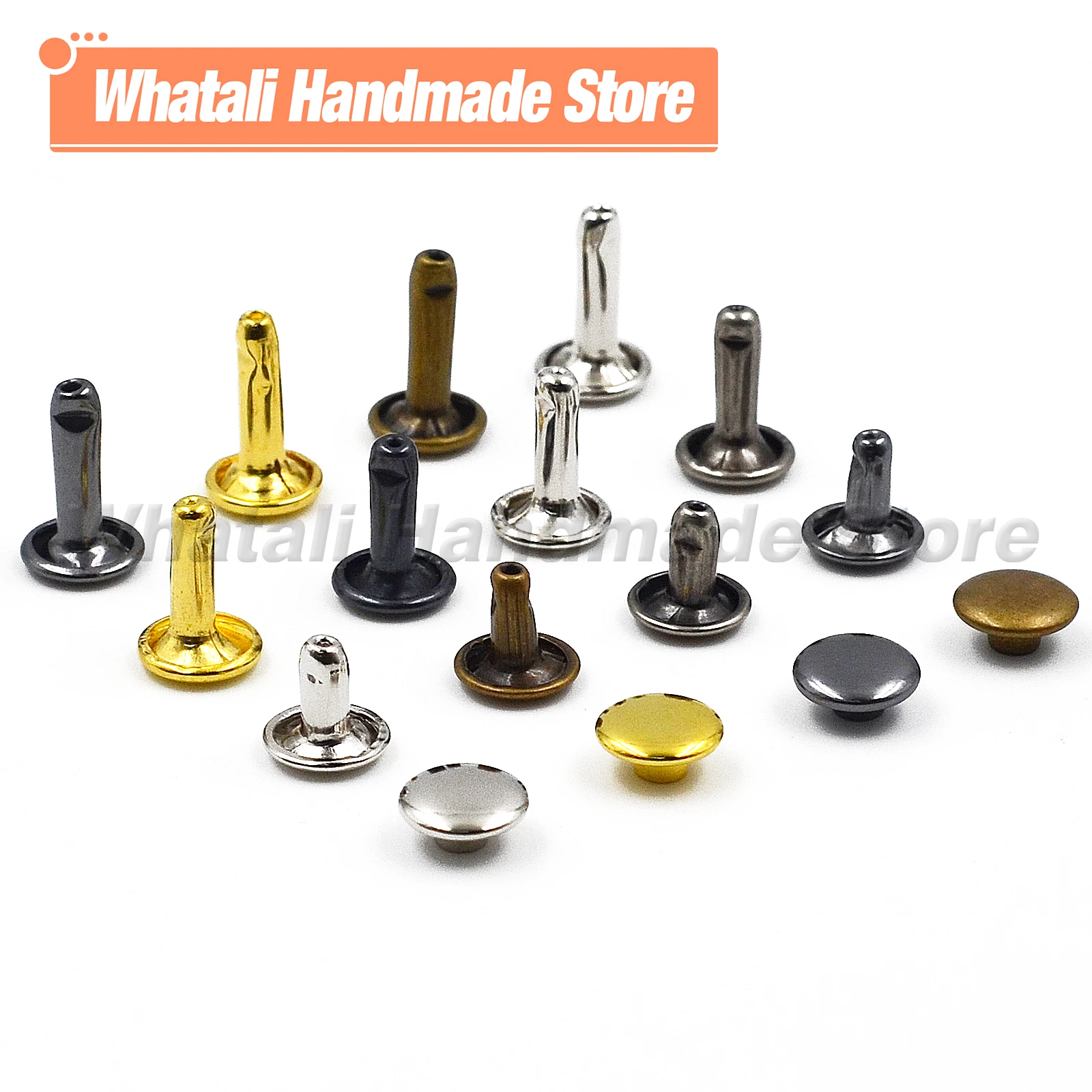 100Sets 5-15mm Double Cap Rivets Metal Round Rivet Stud Nail For Leathercraft Accessories Repair Shoes Bag Belt Clothing Garment