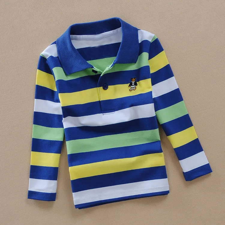 Spring and autumn boys long-sleeved T-shirt Korean T-shirt lapel polo shirt 100-170cm 3