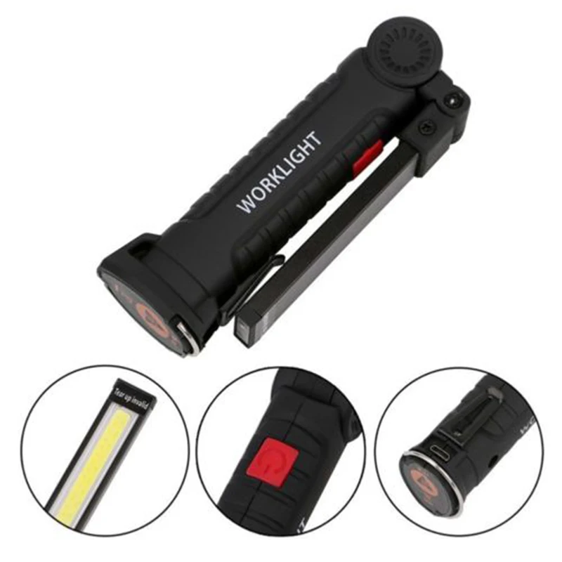 

Rechargeable Foldable COB LED LIGHT lamp Torch Flashlight USB Work light