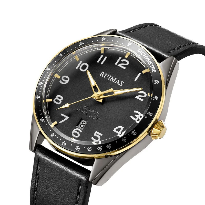 

RUIMAS Simple Casual Luxury Quartz Watches Mens Military Leather Chronograph Wristwatch Man Top Brand Sports Relogio Masculino