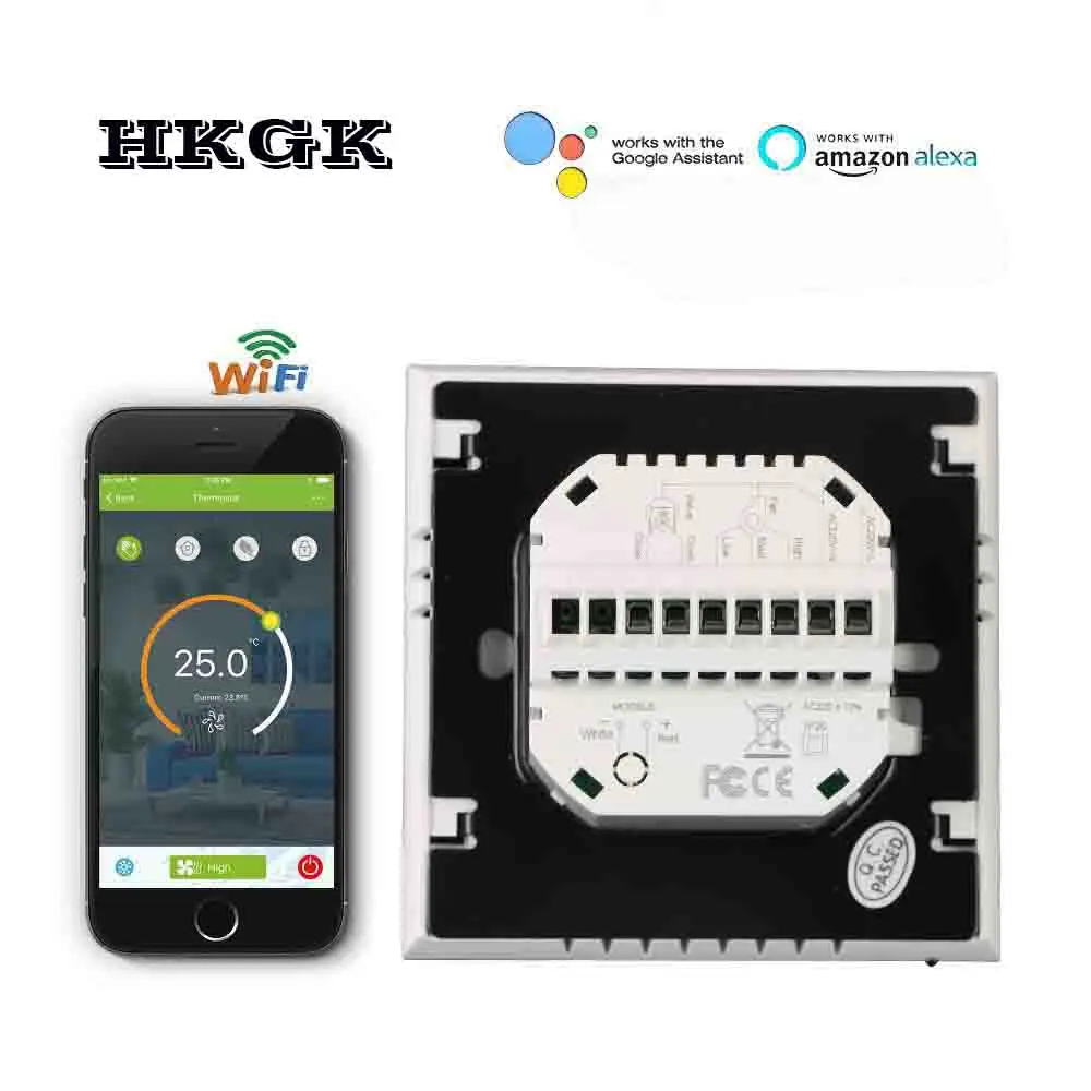 TUYA 2 трубы wifi термостат переключатель для 3 скоростных вентиляторов катушки 95-240VAC 24v