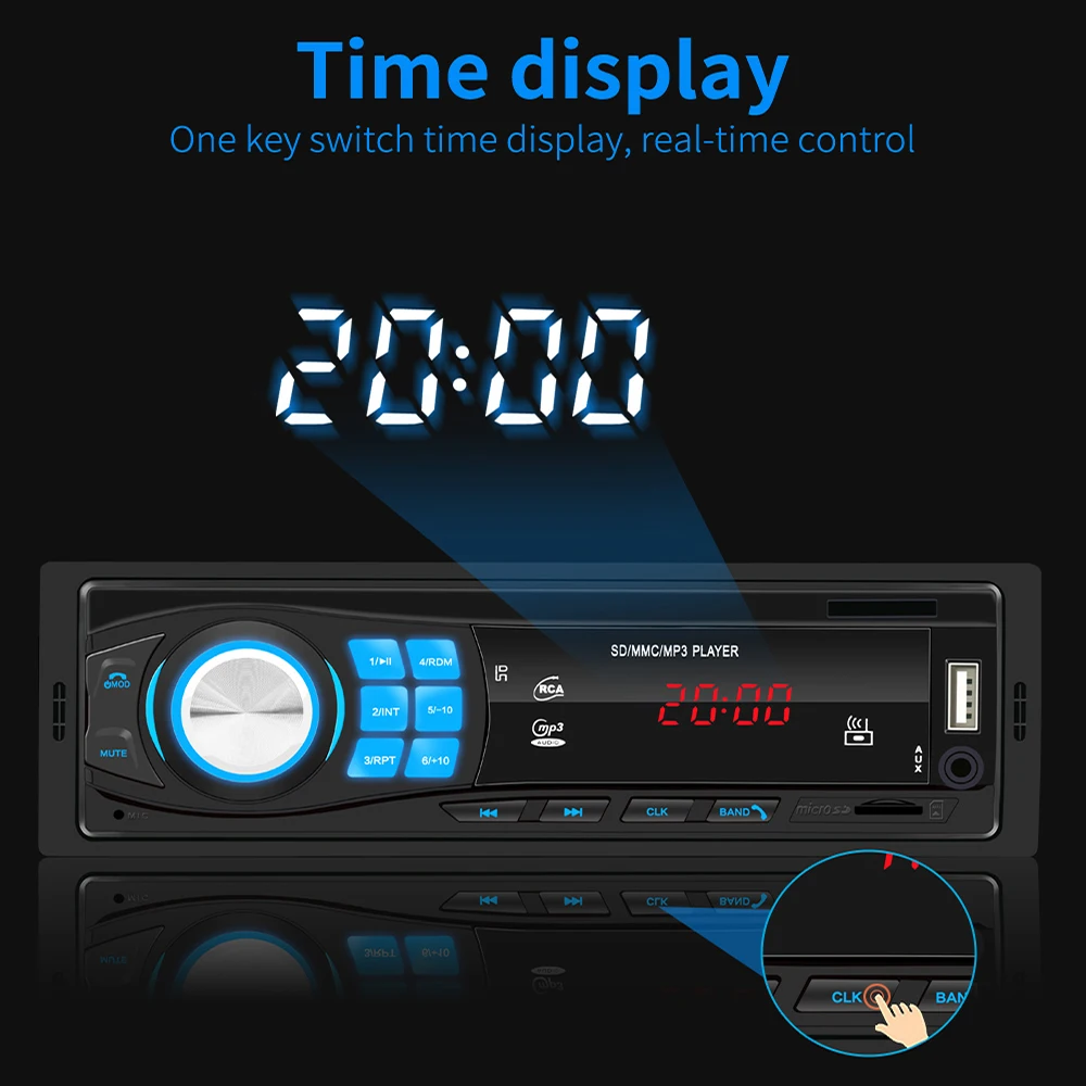 1 Din автомагнитола MP3 стерео плеер 1din Автомагнитола автомобиля с Bluetooth Handsfree Поддержка u-диска AUX TF воспроизведения карт