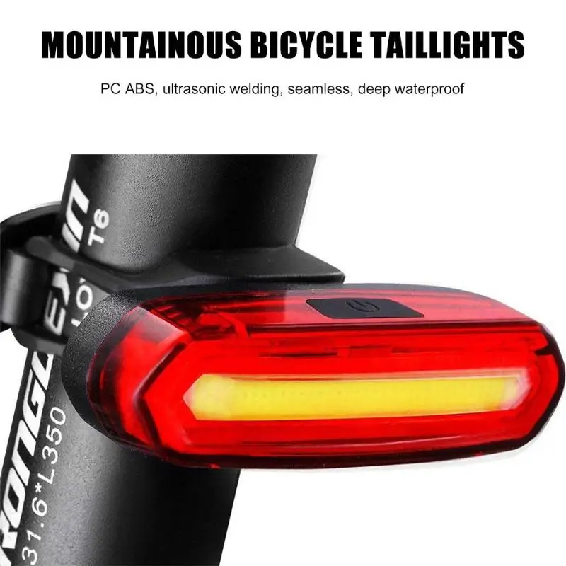 USB Rechargeable Mountain Bike Taillight Night Cycling COB Warning Light