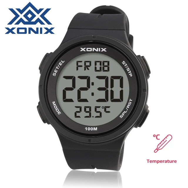 XONIX-relojes deportivos para hombre, pulsera Digital multifunción con medición de temperatura, resistente al agua hasta 100m, para natación, correr y regazo 1