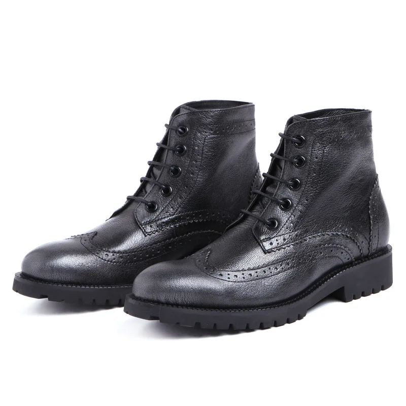 

New Men Shoes Boots Round Toe Large Size Cowhide Work Soft Bottom Trend Short Boots Make
