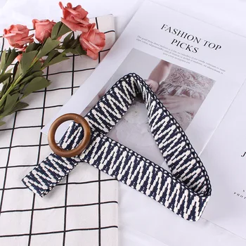 

Wooden Button Ladies Leisure Solid Luxury Fashion Fashion, leisure, round buckle, high quality waistband for women