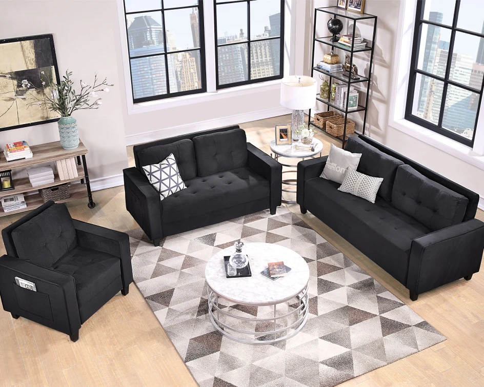 Modern Design Office Home Living Room Furniture Leather Sofa Office Wood Sectional Sofa Set Sofa