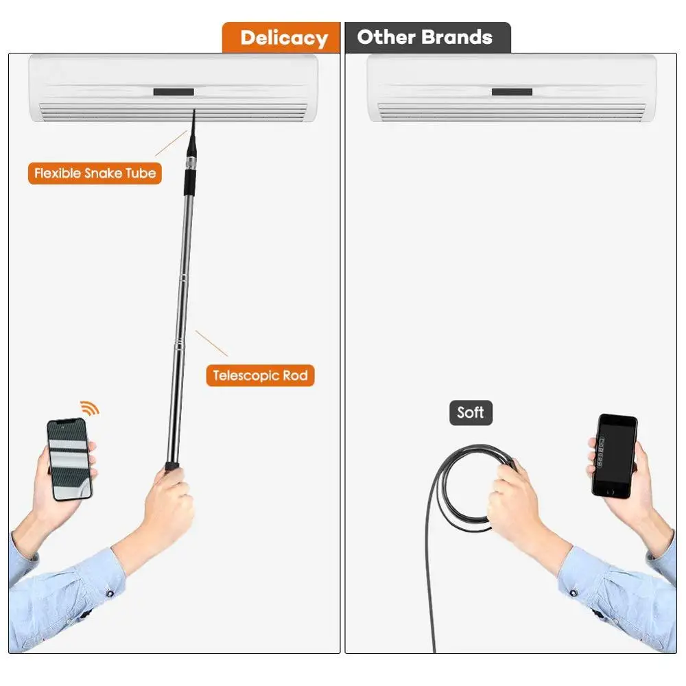 WiFi Endoscope with Side Cam Wireless Telescopic Digital Borescope Snake Inspection Tube Camera iOS