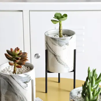 

Flower Pot Rack Home Geometric Flower Pot Potted Plant Flower Stand Metal Economic Garden Vase Ceramic 2PCS/Set Holder Planting