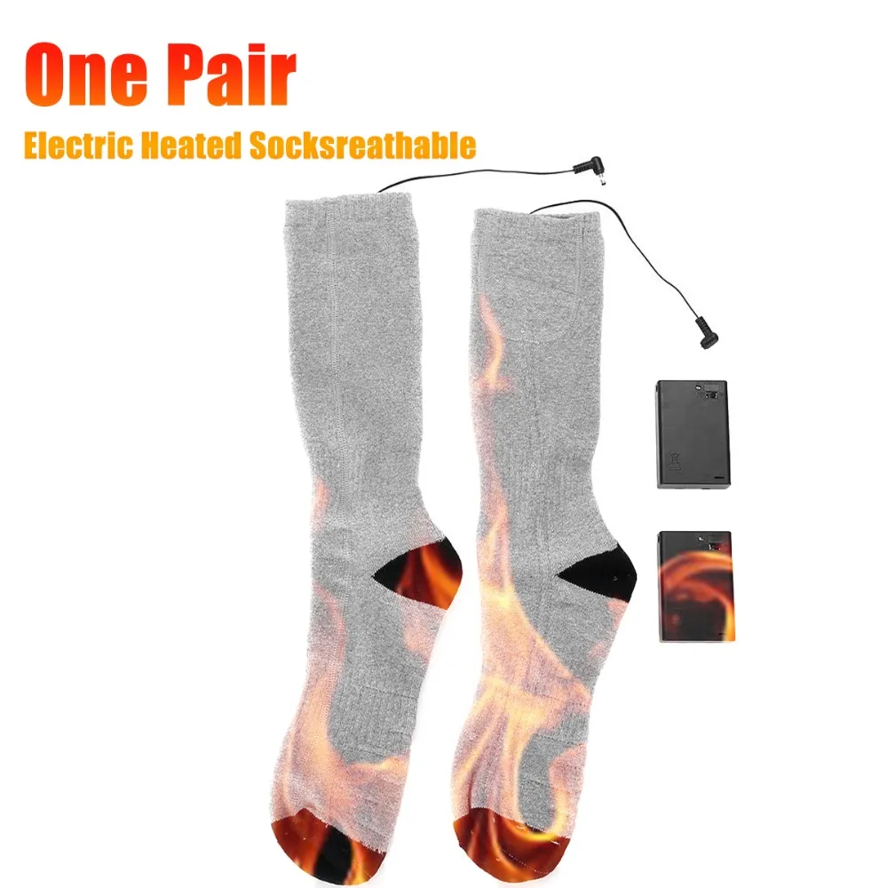 Зимние носки с электрическим подогревом для катания на лыжах теплые носки для мужчин и женщин на открытом воздухе спортивные согревающие холодные ноги серого цвета